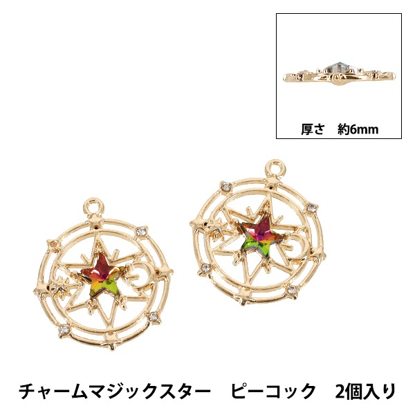 手芸パーツ 『チャームマジックスター 2個入り ピーコック AP25013
