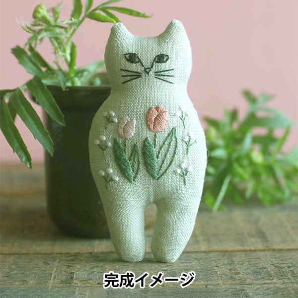 刺しゅうキット 『nekogao 刺繍ブローチ チューリップ PHC-130-2