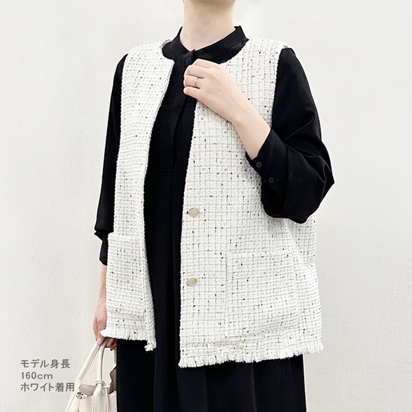 トップス 『ファンシーツイードジレ ホワイト SA00043-41-WH』 GUNNII
