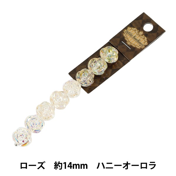 トローズビーズ アクセサリー素材 『ガラスビーズ ローズ 約14mm ハニーオーロラ GN-08