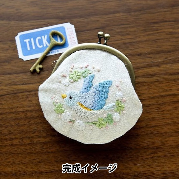 刺しゅうキット 『とりさんとシロツメクサ がま口 Chicchi PHC-031-3