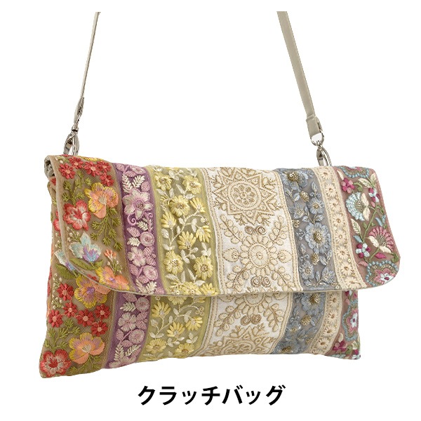 バッグ 『インド刺繍クラッチバッグ 約横30×縦18cm ICB-03』 生活雑貨