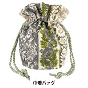 バッグ 『インド刺繍巾着バッグ 約縦23×マチ(直径)14.5cm IKB-07