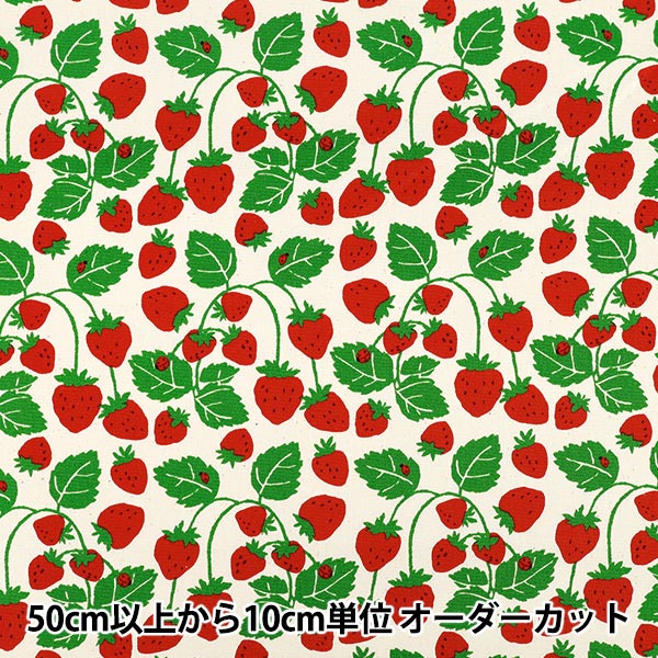 数量5から】 生地 『オックス ストロベリーパーティ いちご畑