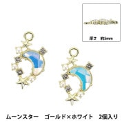 アクセサリー素材 『チャーム ムーンスター シルバー×ホワイト 2個入り