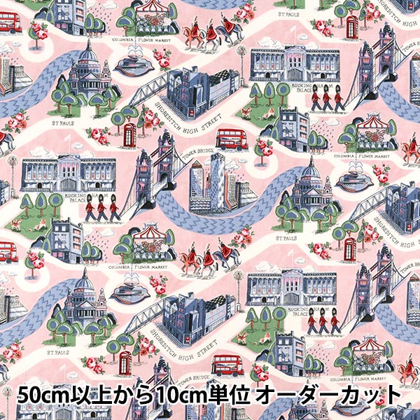 数量5から】 生地 『オックス Cath Kidston ロンドンタウン ピンク GRX