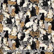 数量5から】 生地 『オックス 三毛猫 ブラウン AP52108-2B』 生地,柄