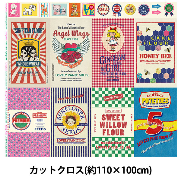 生地 『ラブリーパニック Label&Sack2 パネルカットクロス Masako