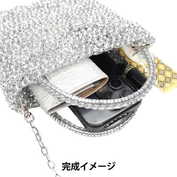 動画付き】 編み物キット 『ガーター編み プチバッグ シルバー 3530