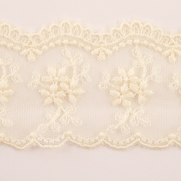 数量5から】 レースリボンテープ 『チュールレース 生成 幅約45mm