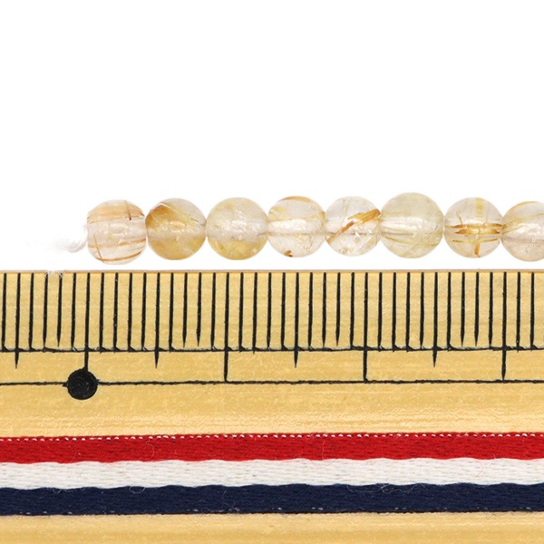 アクセサリー素材 『天然石ラウンド ルチルクォーツ 約4mm 24個入り