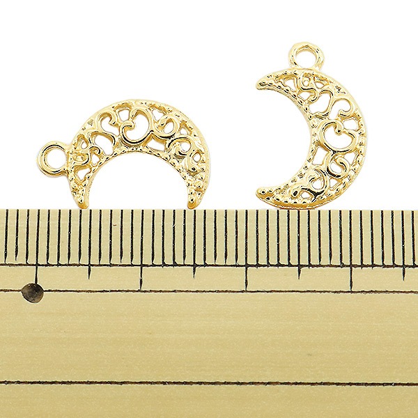手芸金具 『チャーム 月 ゴールド 2個入り No.427』 ビーズ,ビーズ金具