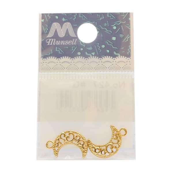 手芸金具 『チャーム 月 ゴールド 2個入り No.427』 ビーズ,ビーズ金具