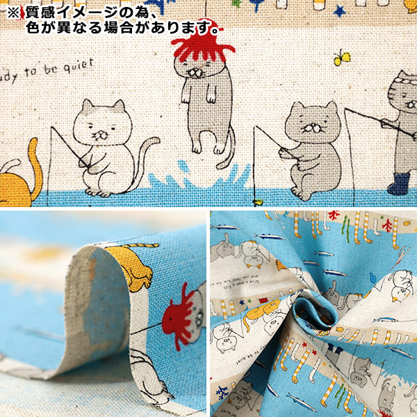 mets☆5m*綿麻キャンバス*ネコ猫ラメblue*コットンリネン生地2E