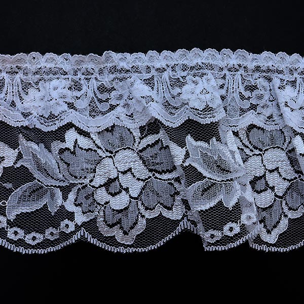 数量5から】 レース 『ラッセルフリル 1番色 白 YD485962』 服飾,綿
