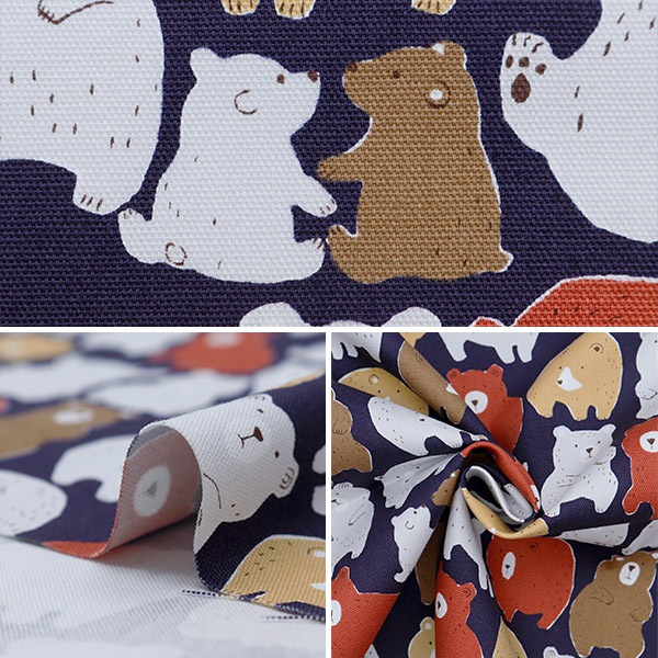 数量5から】 生地 『NOVA オックス シルエットくま ネイビー NOX-GYBE