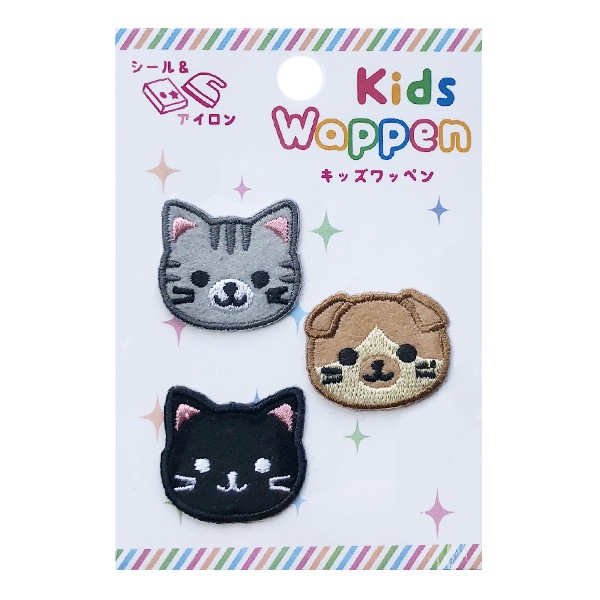 ワッペン 『キッズワッペン ねこ KDW-08』 雑貨,ワッペン,アイロン接着