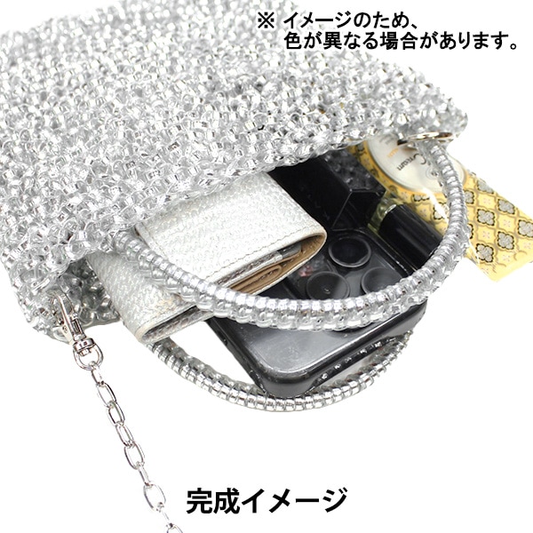 ■メルリ■　ハンドメイド商品 動画付き】 編み物キット 『ガーター編み プチバッグ シャンパン