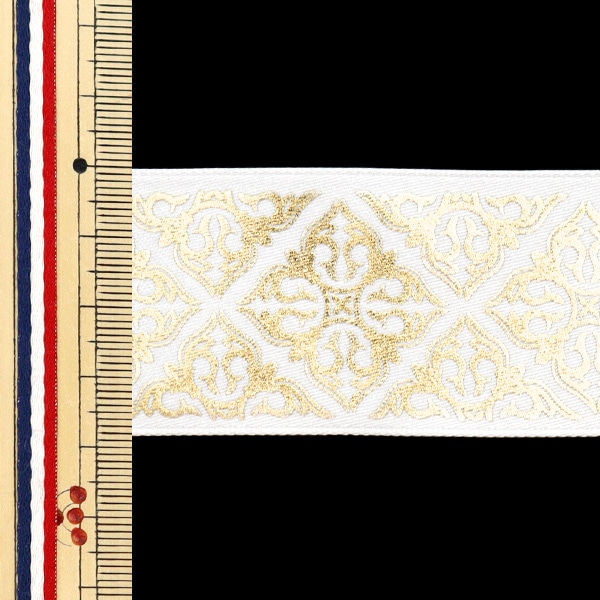 数量5から】 リボン 『SUダマスク 幅約38mm ホワイト 1番色 50116