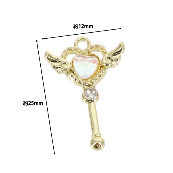 手芸パーツ 『チャームハートロット 2個入り ゴールド×ホワイト