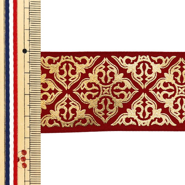 数量5から】 リボン 『SUダマスク 幅約38mm レッド 47番色 50116