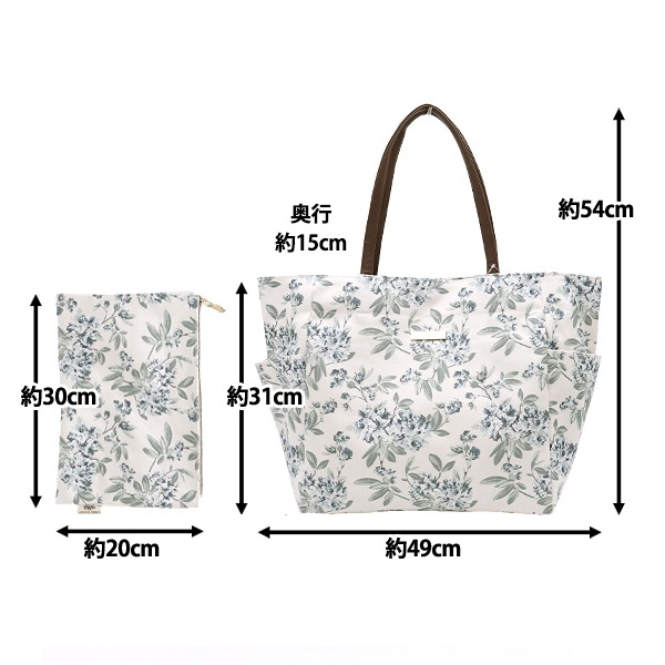 バッグ 『ローラアシュレイ トートLポーチ付 アデライン アイボリー