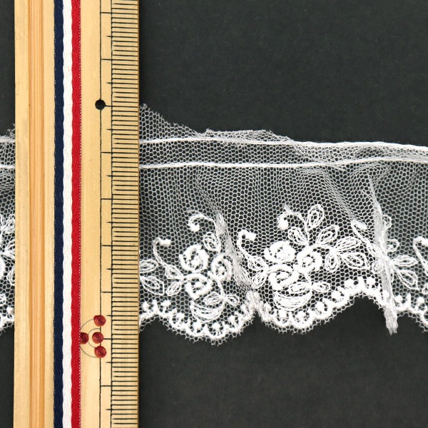 数量5から】 レース 『チュールフリル オフホワイト 24391F