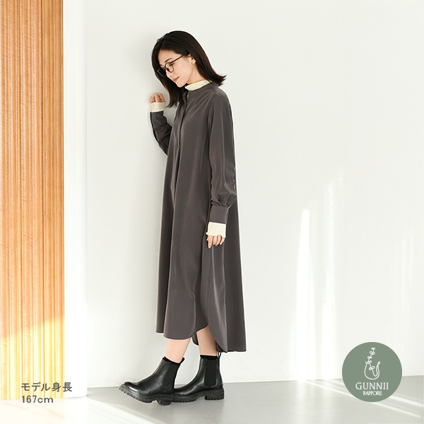 ワンピース A*size100 ワンピース 『スキッパーシャツワンピース ワインゴールド
