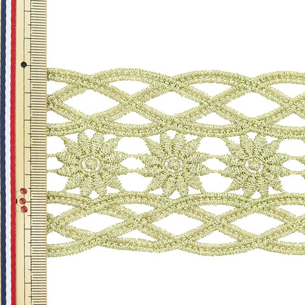 数量5から】 手芸ブレード 『メタリックレース 幅約8cm 金 GY-99