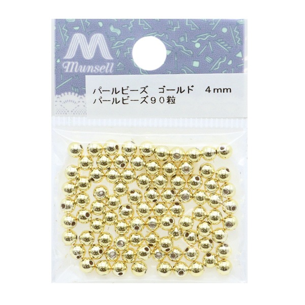 ビーズ 『パールビーズ ゴールド 4mm 90個入り』 ビーズ,パール