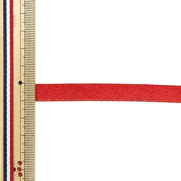 リボン 『リボン ラメ 約10mm幅×約90cm巻き レッド R209』大前