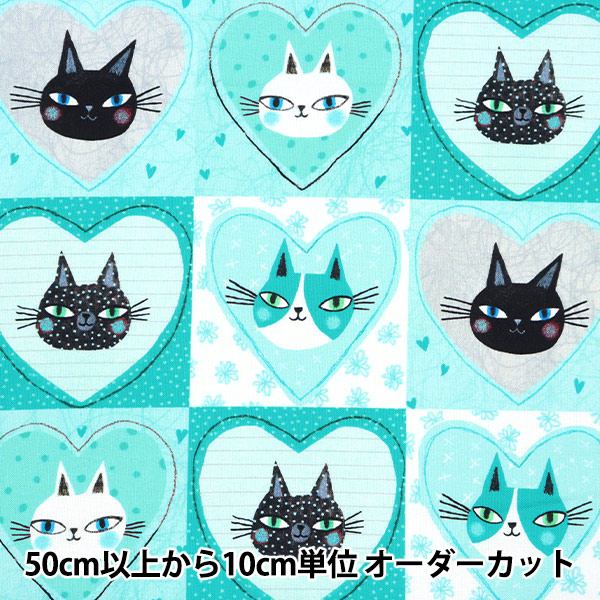 数量5から】 生地 『インクジェットプリント ネコとミシン CAT-CD6878