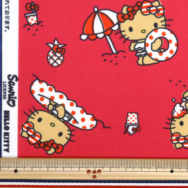 数量5から】 生地 『ハローキティ サマーデイズ レッド 827281