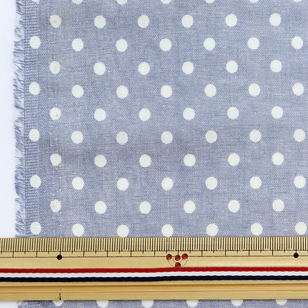 数量5から】 生地 『Wガーゼ プリント ドット ネイビー 9700-2F