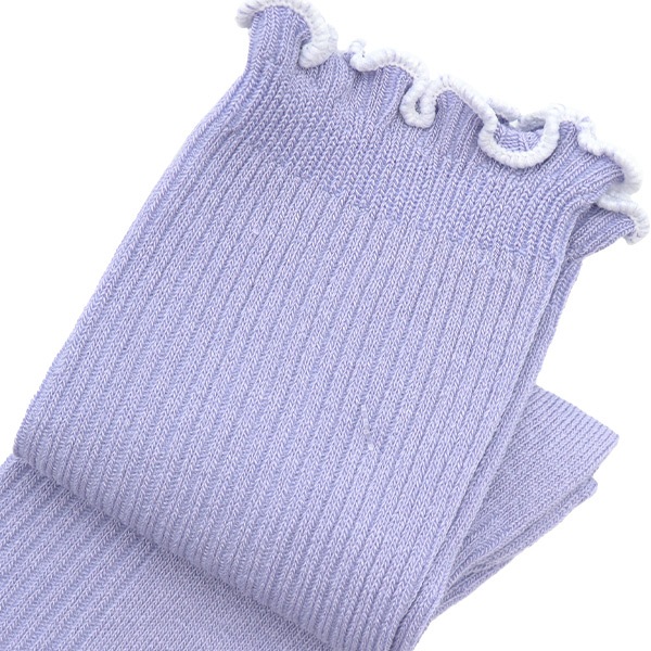 ソックス 『シルキーモイスト リブ編みメローソックス ラベンダー YZW
