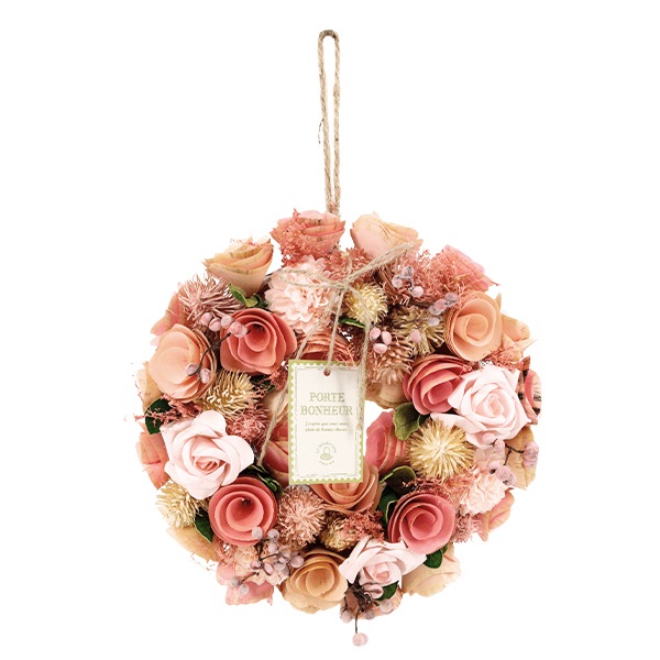 リース 完成品 『完成リース 直径24cm ピンク 660-047』 SG Wonder
