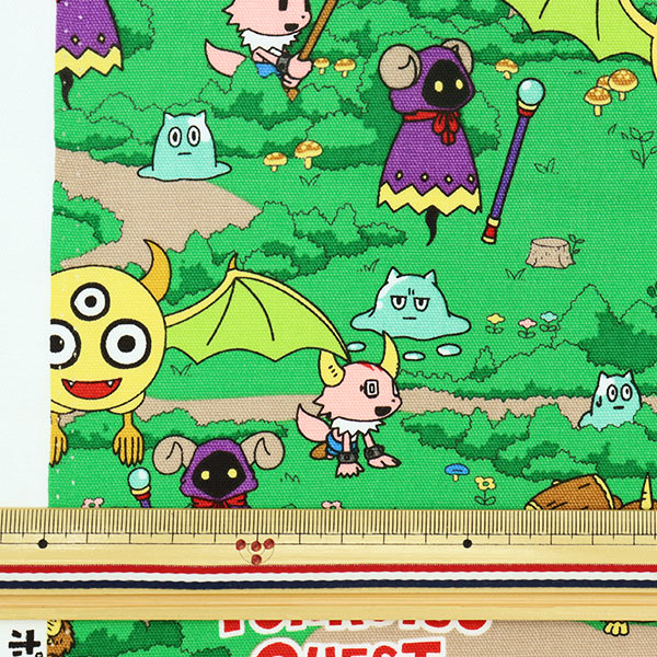 数量5から】 生地 『オックス ポンコツクエスト 冒険柄 グリーン G
