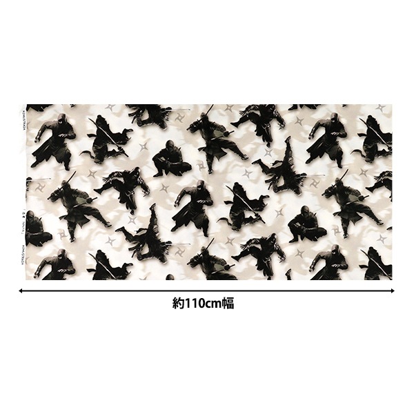 オリジナル　生地G 縫い付けタイプ 数量5から】 生地 『シーチング インクジェットプリント 忍者 KOM-014
