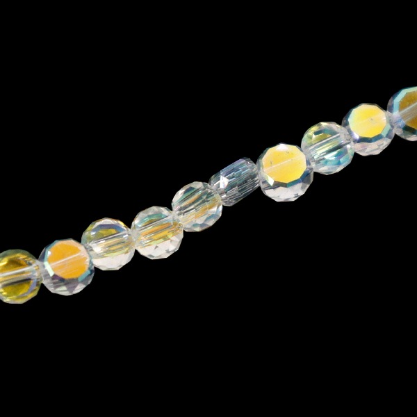 ビーズ 『ガラスビーズ フラットラウンドカット 約3mm クリスタルAB