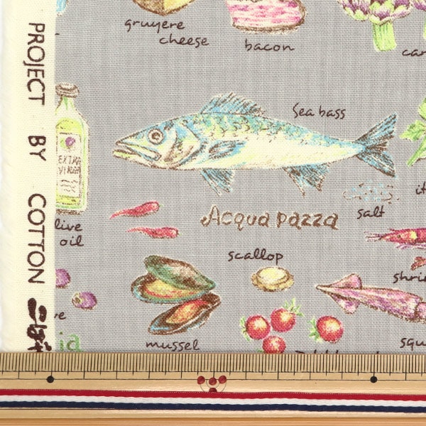 数量5から】 生地 『10番キャンバス レシピ柄 KTS6845-B