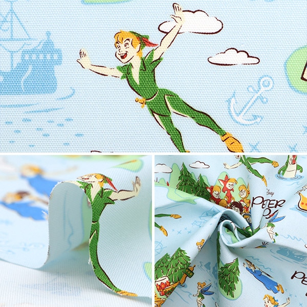 数量5から】 生地 『オックス ピーター・パン ブルー マップ柄 G-7432