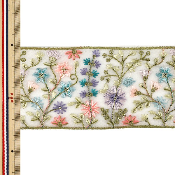 数量5から】 手芸ブレード 『2026インド刺繍ブレード 約8cm幅 グリーン
