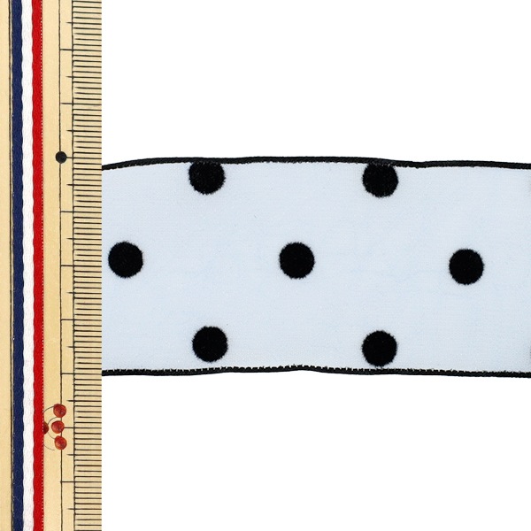 リボン 『フロッキードットリボン 約幅40mm×長さ2m ブルー YRC2515-40