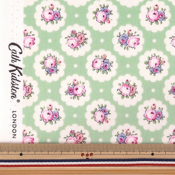 数量5から】 生地 『シーチング Cath Kidston サークル グリーン GRX