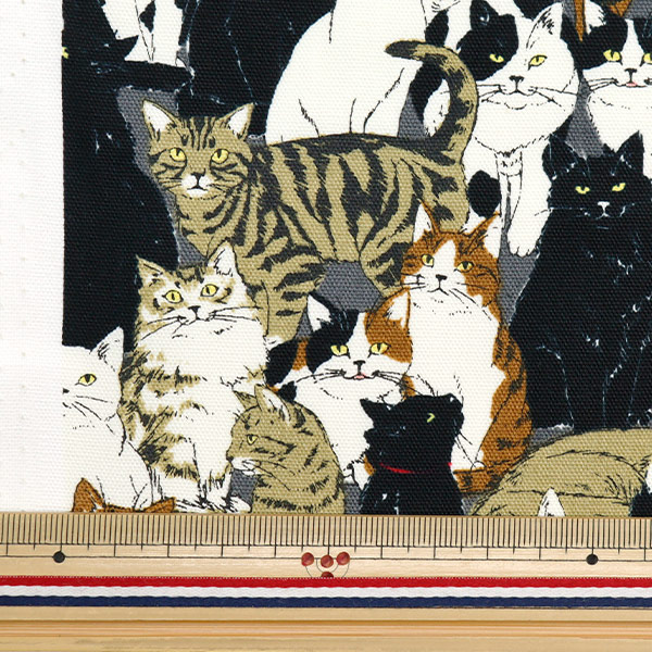 数量5から】 生地 『オックス 動物 ねこ柄 1C番色 OX41401-1C』 生地