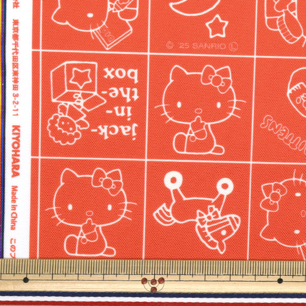 数量5から】 生地 『ハローキティ スクエア レッド 827311-RP』 生地