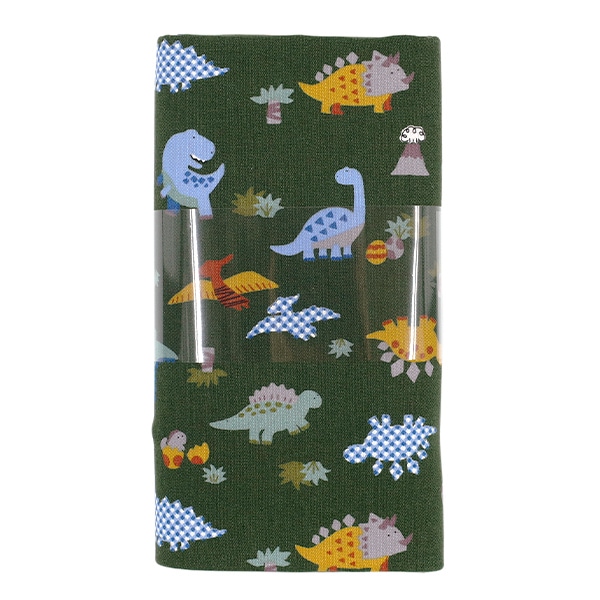生地 『ニュアンスキッズ 恐竜 カットクロス 約110cm×1m 濃グリーン