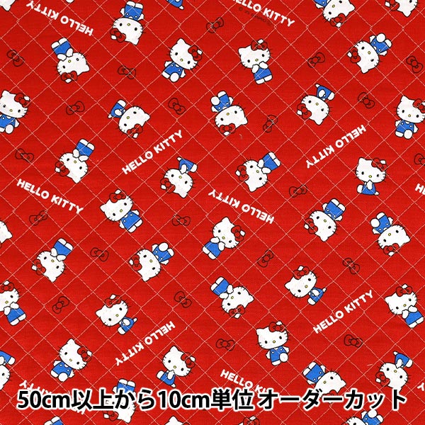 数量5から】 生地 『オックス ハローキティ イチゴ柄 レッド 804046