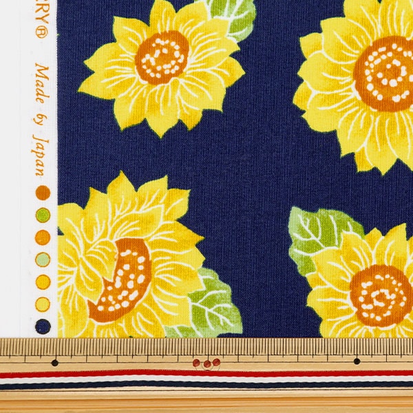 数量5から】 生地 『スケア キッズフェス ひまわり ネイビー
