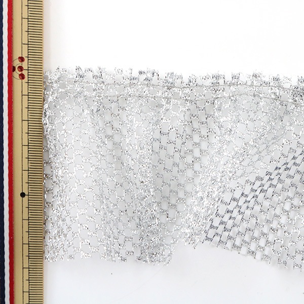 数量5から】 フリルリボンテープ 『ラメネットボックス 幅約80mm